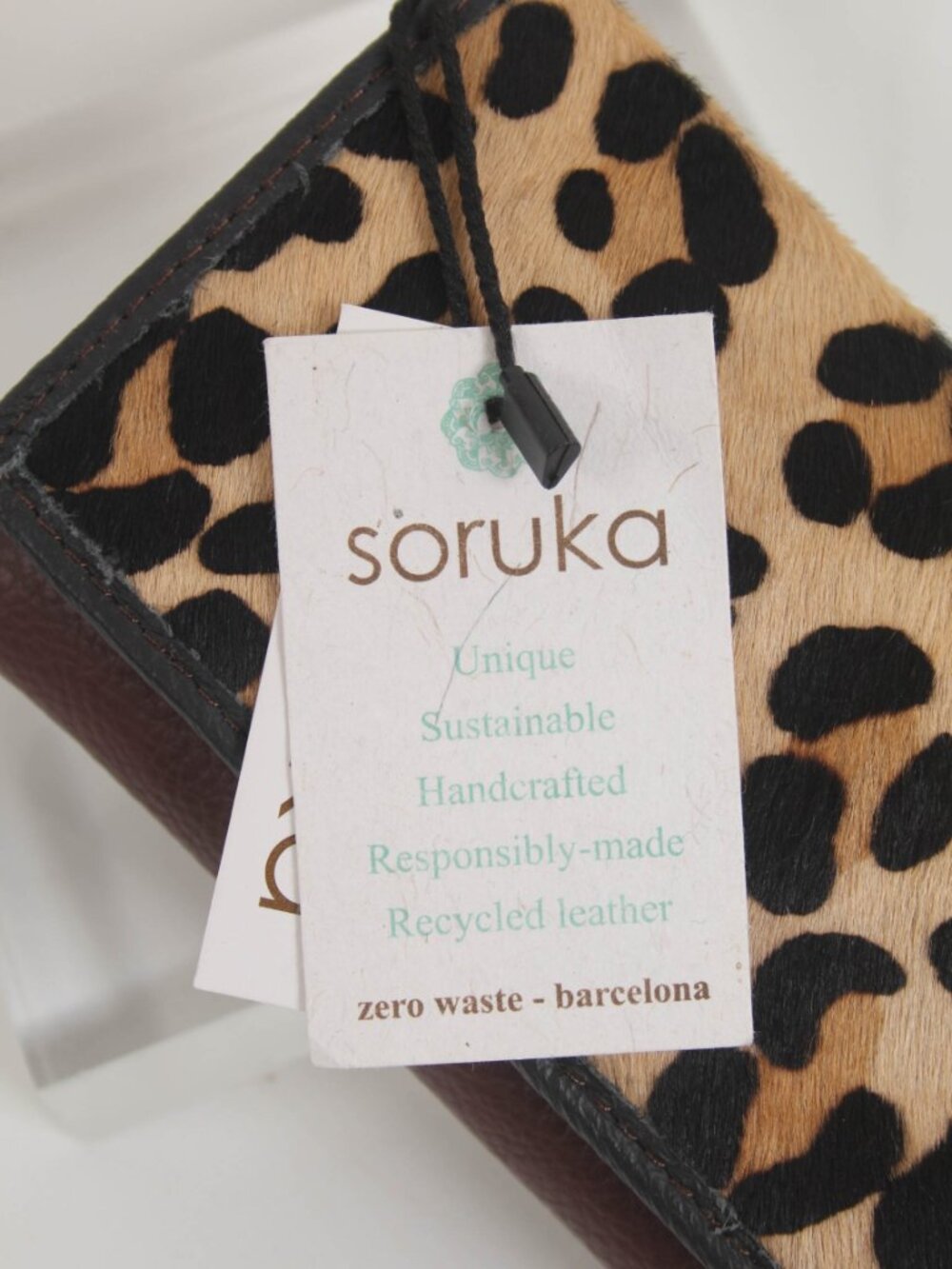 NWT Soruka Recycled Leather Leopard Print Wallet Colorful Clutch - Picture 6 of 10